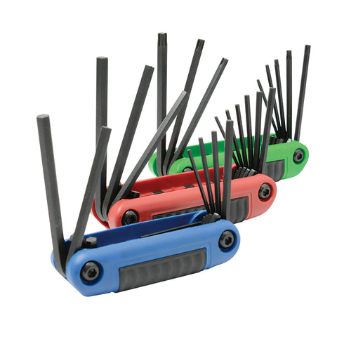 Juego de Llaves Hexagonales Tipo Navaja en Pulgadas, Metricas y Torx Estuche Bimat 24 Piezas Urrea 49824